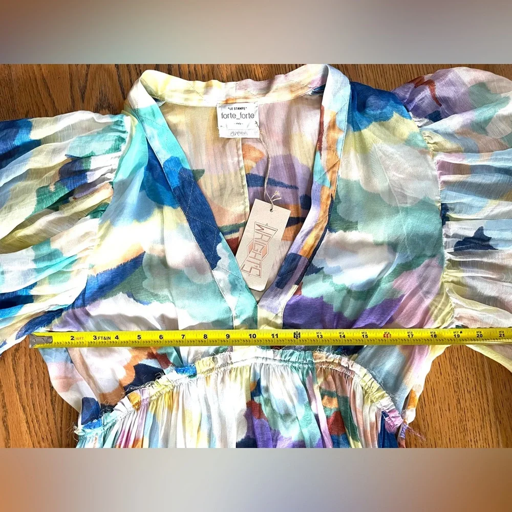 Forte Forte Silk Chiffon Dress with "Up Above in The Sky" Print in Morning. 10 - Picture 15 of 16